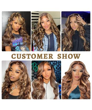 24 Inch Ombre Honey Blonde Body Wave Lace Front Wig Human Hair - 150% Density, Pre Plucked with Baby Hair - Five Gifts Included - Buy Online on SooperMarket.com