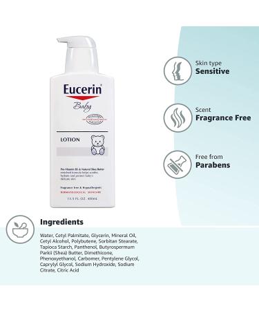 Eucerin Baby Lotion Fragrance Free 13.5 oz | Gentle Moisturizer for Sensitive Skin - Buy Online on SooperMarket.com