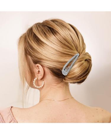 4PCS Silver Rhinestone Snap Hair Clips for Women - Shining Metal Hair Clips - Buy Online on SooperMarket.com