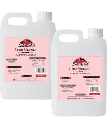 Shankh All Purpose Distilled White Spirit Vinegar 5L for Cleaning Pickling Marinating & Cooking (Pack of 2) - Produced in The UK - Buy Online on SooperMarket.com