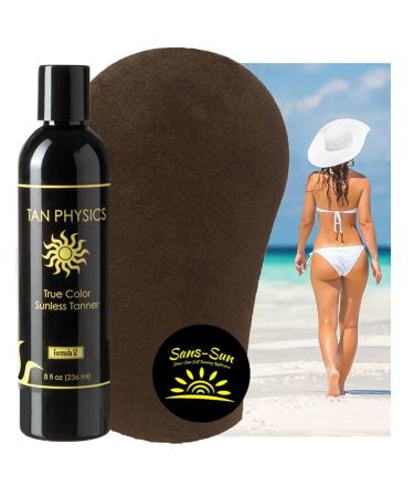Tan Physics Self Tanner - 8 Fl oz with Mitt | Best Sunless Tanner for Quick Natural Looking Tan - Ships Internationally - Buy Online on SooperMarket.com