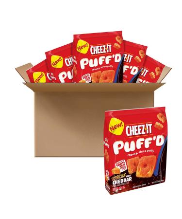 Cheez-It Puff'd Cheesy Baked Snacks, Puffed Snack Crackers, Kids Snacks, Scorchin' Hot Cheddar, 34oz Case (6 Bags) Scorchin' Hot Cheddar 6 Bags (5.75 oz Bag)