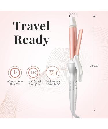Lily England 25mm Ceramic Hair Curling Wand - Fast Heat-up Hair Tongs with Adjustable Temperature & Auto-Shut Off - Rose Gold Hair Curler - Buy Online on SooperMarket.com