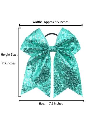 12Pcs 7.5 Glitter Sequins Pigtail Bows for Baby Girls - Sparkly Cheer Hair Bows with Elastic Hair Ties - Buy Online on SooperMarket.com
