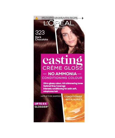 L Or al Paris Ammonia Free Semi-Permanent Hair Dye 323 Dark Chocolate Brown Glossy Hair Colour Natural Looking Finish For up to 28 Shampoos Casting Cr me Gloss 1 Application 323 Dark Chocolate Brown 1 Count (Pack of 1)