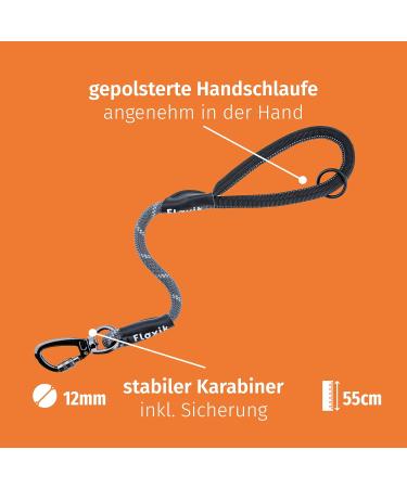 Floxik Gray Short Guide for Dogs | 12mm Reflective Climbing Rope | Ideal for Leash & Free-Range Training - Buy Online on SooperMarket.com