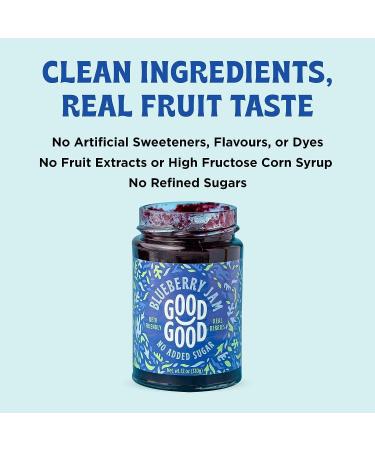 GOOD GOOD Sweet Blueberry Jam - Keto Friendly - Low Calorie Without Added Sugars - Vegan - Gluten Free - Preserves - 330g x4 - Buy Online on SooperMarket.com