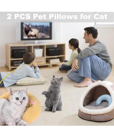 Odookon 2PC Cat Pillow - Washable Soft Fluffy Catnip Plush Toy & U-Shaped Neck Pillow for Pets - Perfect for Sleeping & Playing - Buy Online on SooperMarket.com