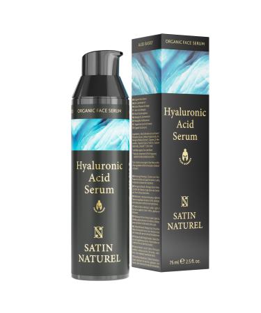 Hyaluronic Acid Serum for Men 75ml Day and Night Serum for Face with Aloe Vera and Spirulina - Hyaluronic Acid Serum for Face - Anti Aging Face Cream Men Skin Care for Men by Satin Naturel