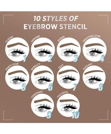 Cilrofelr Eyebrow Stamp and Stencil Kit - One Step Brow Stamp Shaping Kit with 10 Stencils, Light Brown, Long Lasting Waterproof Formula - Buy Online on SooperMarket.com