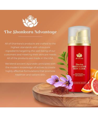 Shankara Timeless Restorative Skin Elixir - 2-in-1 Ayurvedic Anti-Aging Serum & Kumkumadi Face Oil with Red Gold Saffron Vitamin C & Sandalwood - Nourish Skin Naturally - Buy Online on SooperMarket.com