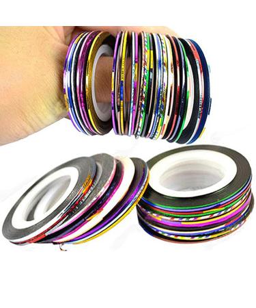 10 Color Mixed Nail Art Striping Tape Line Sticker Set - UV Gel Tips Decal DIY Nail Decorations - Buy Online on SooperMarket.com