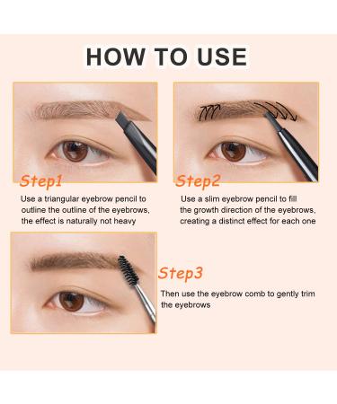 JASSINS 2pc Double-Headed Eyebrow Pencil Kit - Waterproof & Long-Lasting Dark Brown Brow Pen with Brush - Buy Online on SooperMarket.com