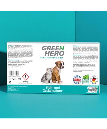 Greenhero Flea & Tick Protection Spray 500ml - Effective Remedy for Dogs & Cats | Fast Acting Flea & Tick Solution - Buy Online on SooperMarket.com