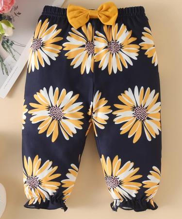 Koonde Baby Girl Clothes 3-Piece Outfit Set | Romper, Trouser & Headband | Newborn to 24 Months | 12-18 Months | Yellow + Navy - Buy Online on SooperMarket.com