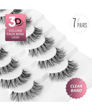Fake Eyelashes Natural Look 7 Pairs 3D Faux Mink Wispy Lashes Onlyall Fluffy False Lashes Pack 14MM A15 A15-1 - Buy Online on SooperMarket.com