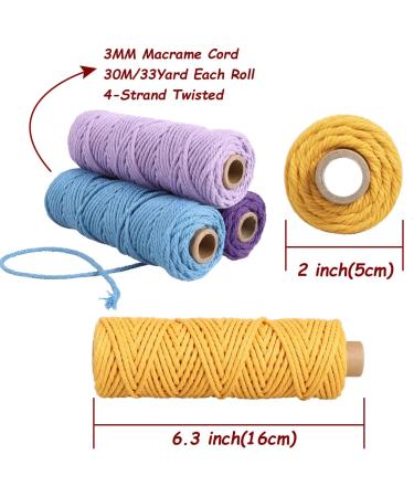 3mm x 594 Yards Macrame Cord Kit | Natural Colored Cotton Rope Set for DIY Macrame Projects | 18 Rolls Variety Pack with Jute Twine String | Ideal for Wall Hangings and Plant Hangers - Buy Online on SooperMarket.com