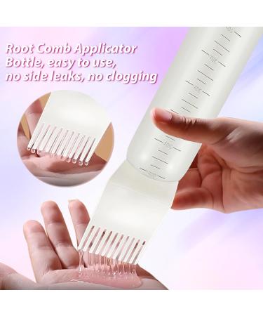 3Pcs Root Comb & Hair Dye Applicator Bottle Set | No Leakage Hair Tools - 6OZ with Graduated Scale | Multi-Coloured - Buy Online on SooperMarket.com
