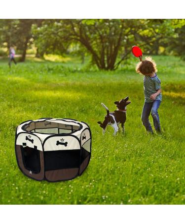 Pet Portable Foldable Playpen  Exercise 8-Panel Kennel Mesh Shade Cover Indoor/Outdoor - Buy Online on SooperMarket.com
