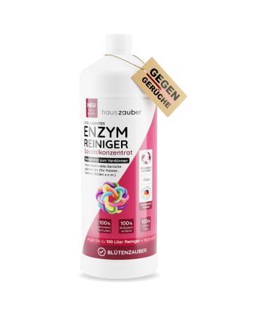 Hauszauber - enzyme cleaner concentrate - strong odor remover - 1000 ml - against urine cat urin dogurine feces - odor neutralizer - flower magic