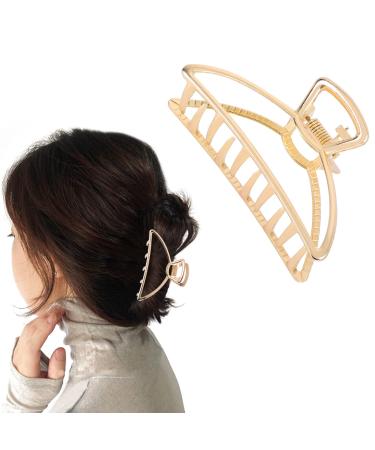 WLLHYF Large Claw Clip Big Metal Hair Clips for Women Big Hair Claw Clips for Thick Hair & Thin Hair Jaw Clips Non-Slip Hair Barrette Fashion Hair Accessories for Girls (gold)