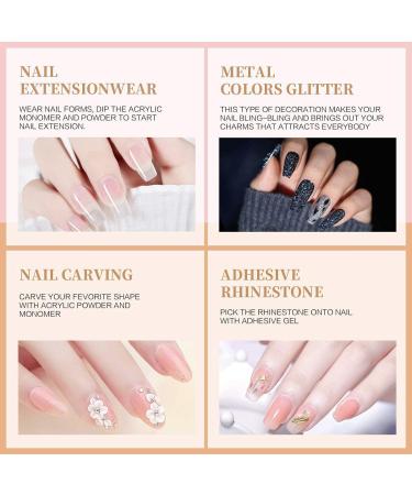 Morovan Acrylic Nail Kit with 12 Glitter Powder Set - Professional Monomer & Liquid Set for French Nail Tips - Practice Hand & Brushes for DIY Nail Art - Buy Online on SooperMarket.com