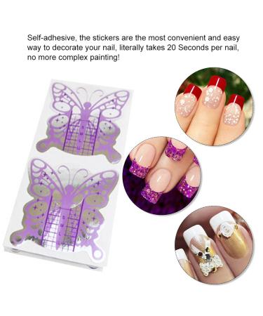 Pack of 120 Self-Adhesive Butterfly Nail Stencils - Silver Purple Gel Nail Modeling Stencils for Stunning Designs - Buy Online on SooperMarket.com