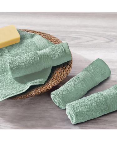 Belizzi Home Ultra Soft Cotton Washcloths - 12 Pack 12x12 inch Face Cloths in Sea Green, Compact & Lightweight for Everyday Use - Buy Online on SooperMarket.com