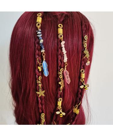12 PCS Locs Hair Jewelry Braids Hair Clips - Adjustable Hair Cuffs with Vintage African Pendant Charms - Handmade Crystal & Metal Bee Owl Accessories - Buy Online on SooperMarket.com