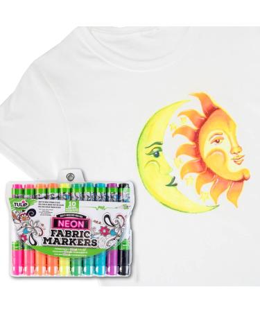 Tulip Permanent Neon Fabric Brush Tip Markers - Set of 10 - Buy Online on SooperMarket.com
