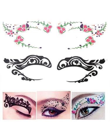 Eye Shadow Tattoo Sticker Makeup Transfer - Colorful Lace Party Stickers - 20pcs/10 Pairs - Buy Online on SooperMarket.com