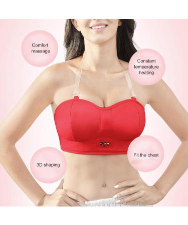 HOHXFYP USB Breast Massager Cotton Electric Vibration Breast Enlargement Bra Wearable Bust Lift Enhancer Machine Shoulder Strap Included Red - Buy Online on SooperMarket.com