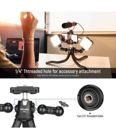 NEEWER T80 Phone Tripod Stand with Remote, Action Camera Mount & Phone Clip - Compatible with GoPro, iPhone, LED Light - Max Load 4.4lb - Buy Online on SooperMarket.com