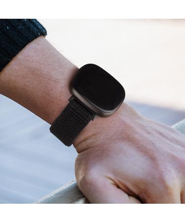 Adjustable Nylon Bands for Fitbit Sense/Versa 3 - Soft Breathable Replacement Strap in Black/Seashell | Compatible for Men and Women - Buy Online on SooperMarket.com