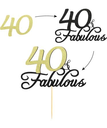 Sumerk Glitter 40 & Fabulous Cake Topper 40th Birthday Cake Picks 40th Anniversary Cake Topper Party Decorations Supplies - Buy Online on SooperMarket.com