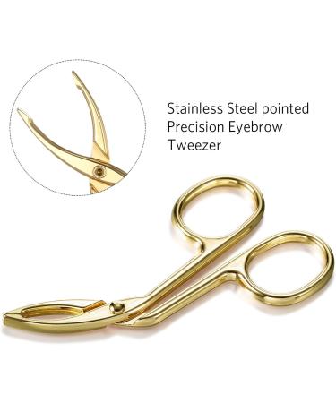 Buy Gilded Eyebrow Tweezers & Scissors - 3 Pack Straight & Pointed Hair Gripping Tool | International Shipping Available - Buy Online on SooperMarket.com