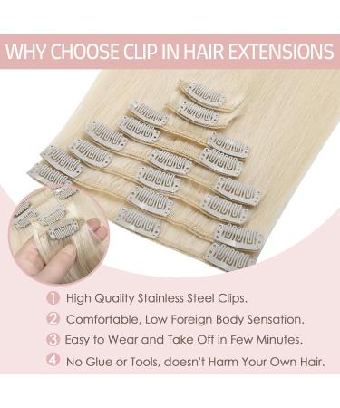 Silk-co Real Hair Extensions Hair Extensions Clip in Human Hair (8inches-45g #60 Platinum Blonde) 8pieces Straight -Basic Thickness-Thin Weft- Remy Hair Extensions 8 Inch #60 Platinum Blonde - Buy Online on SooperMarket.com