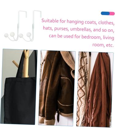 Hemoton 2pcs Double Hook Coat Hangers Towel Rack Clothes Hangers Hooks Door Hook Hanger Nail Hat Hook 14x9cm White - Buy Online on SooperMarket.com