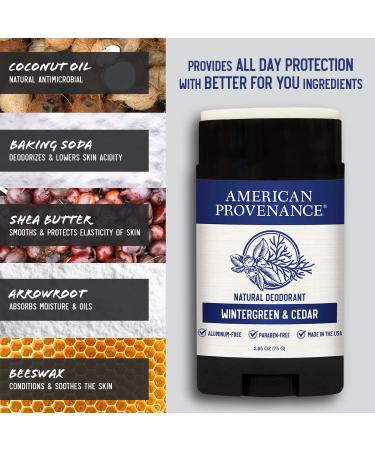 American Provenance All-Natural Men's Deodorant - Aluminum Free, Essential Oils, Long-Lasting, Made in USA - Wintergreen & Cedar - Buy Online on SooperMarket.com