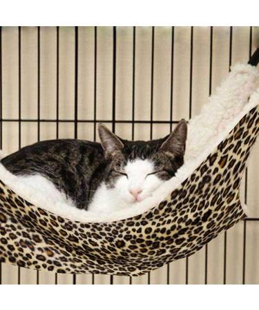 OCSOSO Cat Hammock Kitten Pet Cage Hammock Bed Hanging Soft Under Chair for Kitten Ferret Puppy or Small Pet L1 Leopard