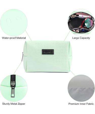 MAANGE Small Green PU Leather Makeup Bag for Women | Travel Cosmetic Pouch with Zipper | Portable & Versatile - Buy Online on SooperMarket.com