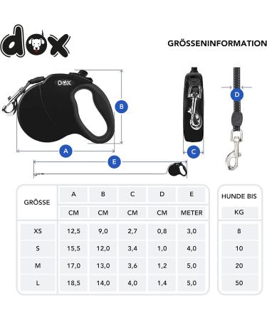Buy DDOXX Black Dog Leash - Reflective Nylon Bite-Proof 4M Up to 10kg - Stable Roller Break & Lock System | International Shipping - Buy Online on SooperMarket.com