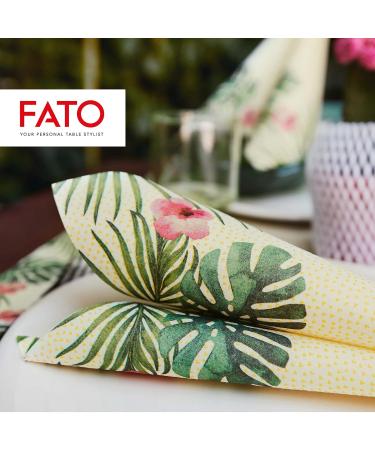 FATO Tropical Decor Airlaid Paper Napkins 50 Pack 40x40 cm Folded Textile Effect for Parties & Events - Buy Online on SooperMarket.com