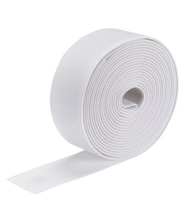 MECCANIXITY Twill Wide Elastic Band Double-Side 1.5 inch(1 1/2 inch) Flat 4 Yard Woven Elastic Band Knit Elastic Spool Heavy Stretch Strap White for Sewing  Waistband 4 Yard White