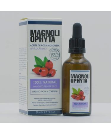 Magnoliophyta | Rose Hip Oil with Collagen | 50 ml | Body and Face Oil | All Skin Types | Regenerates and Nourishes in Depth | Combats Wrinkles | 100% Natural from Chile