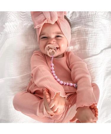 LcyKohn Blinky Clip Holder Pacifier Clips Strap Teether Toy for Newborn Baby Girl - Blush & Soft Lilac, 2-Pack - Buy Online on SooperMarket.com