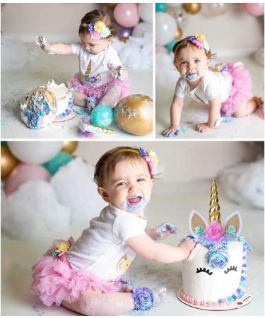 Coonoe Unicorn Cake Topper with Handmade Eyelashes and Reusable Gold Horn - Ideal for Birthday Parties, Baby Showers, and Weddings - Buy Online on SooperMarket.com