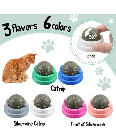 6-Piece Silvervine Catnip Wall Balls - Edible, Rotatable, and Safe Cat Treat Toys with 3 Flavors for Teeth Cleaning and Biting - Buy Online on SooperMarket.com