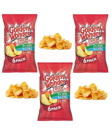 Golden Wonder Variety Crisps | 2x Cheese & Onion Salt & Vinegar And Ready Salted Potato Crisp (Pack Of 3) | By KHUDADAD