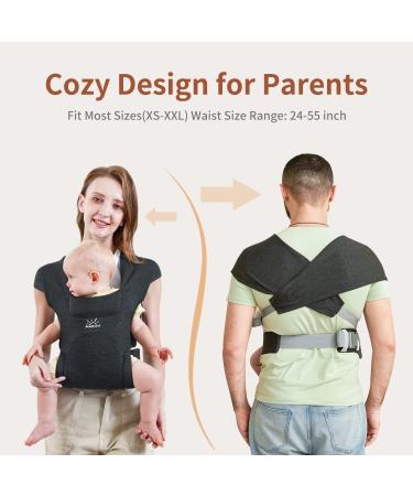 MOMTORY Newborn Baby Carrier | Cozy Wrap with Hook&Loop | Adjustable & Soft Fabric | Deep Grey - Buy Online on SooperMarket.com
